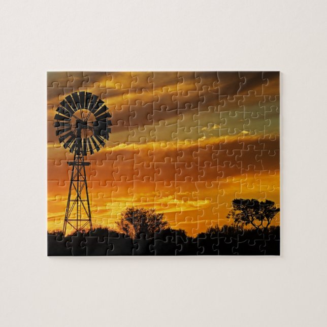 Windmill and Sunset, William Creek, Oodnadatta Jigsaw Puzzle (Horizontal)