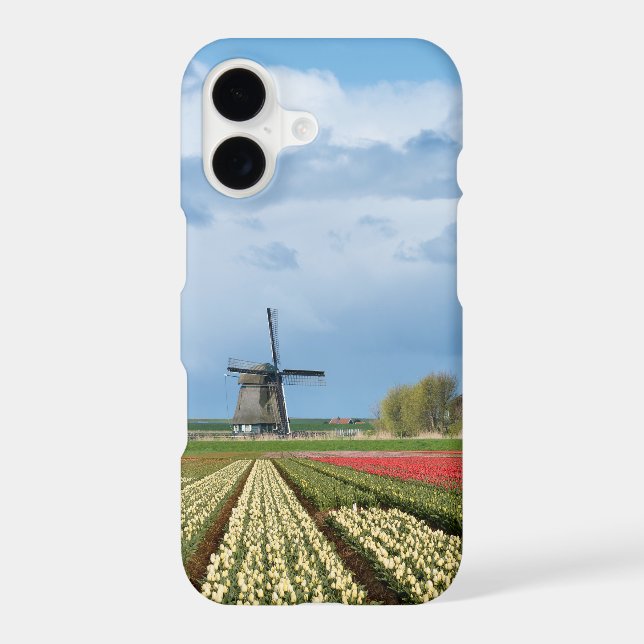 Windmill and tulips landscape iPhone case (Back)