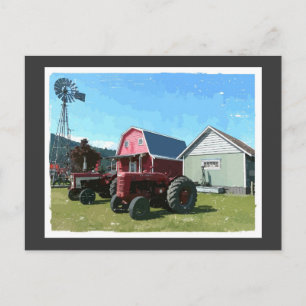 Windmill, Antique Tractors and Heritage Buildings Postcard