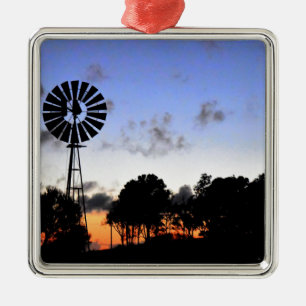 WINDMILL AT DAY BREAK QUEENSLAND AUSTRALIA METAL TREE DECORATION