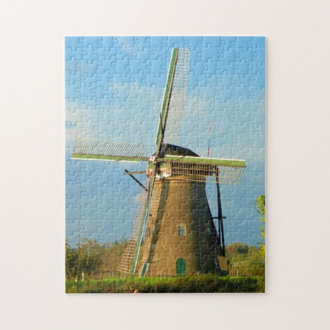 Windmill at Kinderdijk Netherlands Jigsaw Puzzle (Vertical)