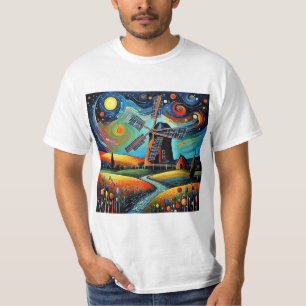 Windmill at night 2 T-Shirt