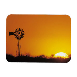 Windmill at sunset, Sinton, Texas, USA Magnet