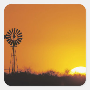 Windmill at sunset, Sinton, Texas, USA Square Sticker