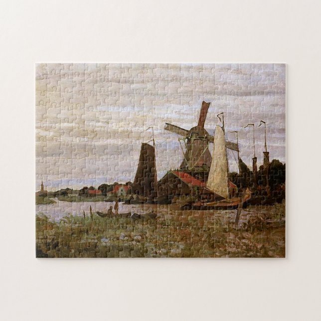 Windmill at Zaandam Monet Fine Art Jigsaw Puzzle (Horizontal)