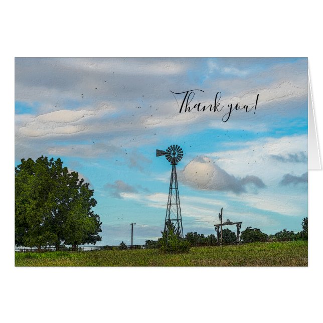Windmill Bird Flock Thank You Card (Front Horizontal)