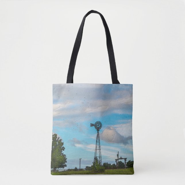 Windmill Bird Flock Tote Bag (Front)
