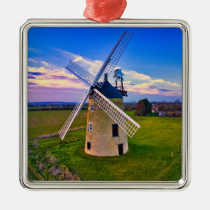 Windmill Blue Sky Metal Ornament