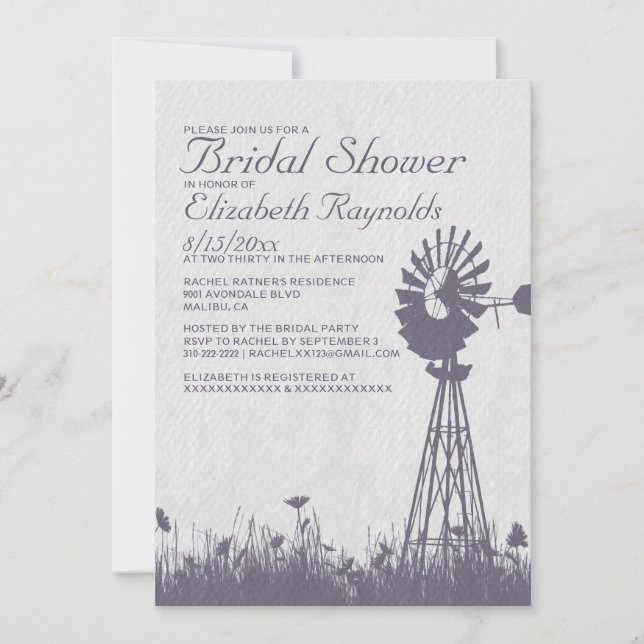 Windmill Bridal Shower Invitations (Front)