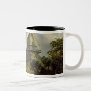 Windmill by a River Two-Tone Coffee Mug