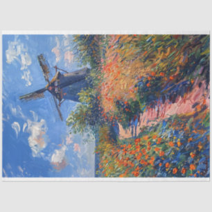 Windmill Colourful Impressionist Painting Decoupag Tissue Paper