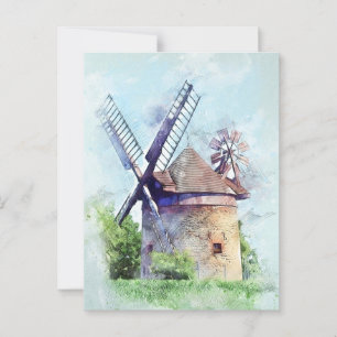 Windmill Drawing Postcard