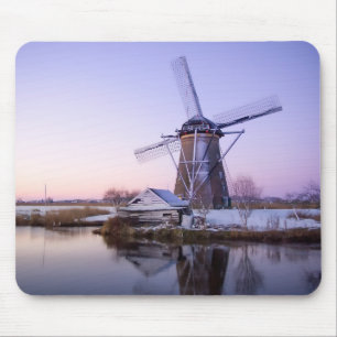 Windmill during sunrise in Holland mousepad