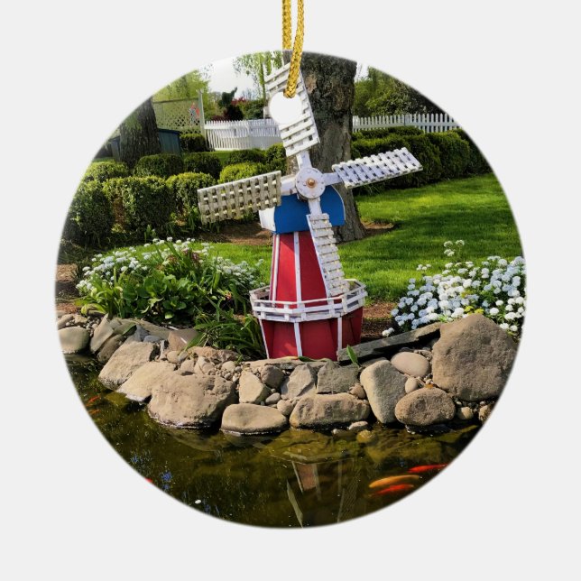 Windmill Garden Decor Ceramic Ornament (Front)