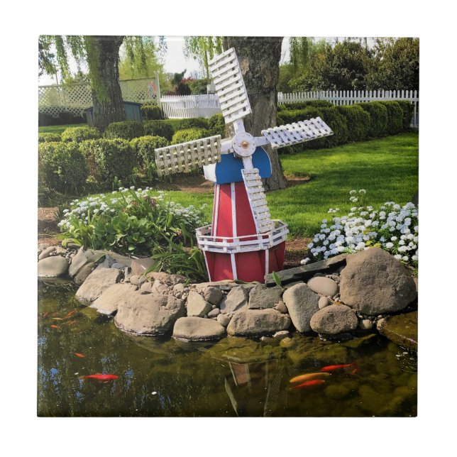 Windmill Garden Decor Ceramic Tile (Front)