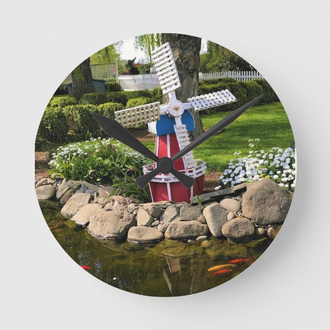 Windmill Garden Decor Round Clock (Front)