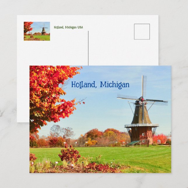 WINDMILL, HOLLAND, MICHIGAN USA POSTCARD (Front/Back)