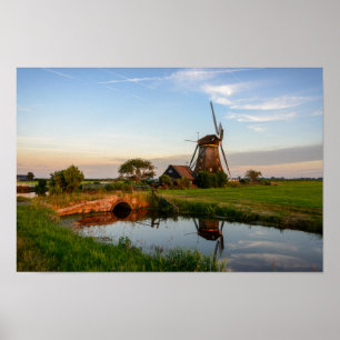 Windmill in the countryside in Holland poster