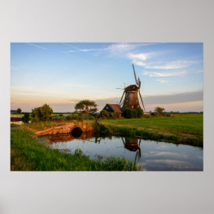 Windmill in the countryside in Holland poster