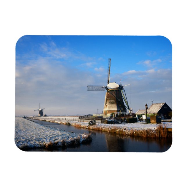 Windmill in the snow in a dutch winter landscape magnet (Horizontal)
