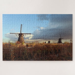 Windmill Kinderdijk Netherlands Holland Scenic Jigsaw Puzzle