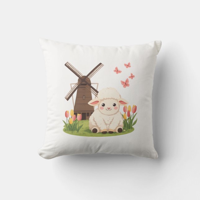 Windmill Meadow Sheep Cushion (Front)