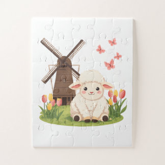Windmill Meadow Sheep Jigsaw Puzzle