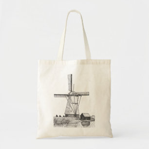 Windmill Netherlands Pen and Ink Illustration Tote Bag