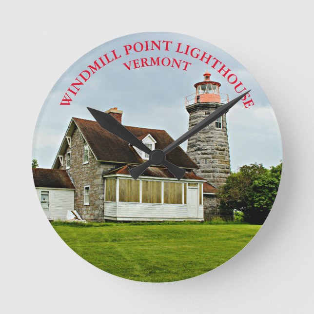 Windmill Point Lighthouse Vermont Round Wall Clock (Front)