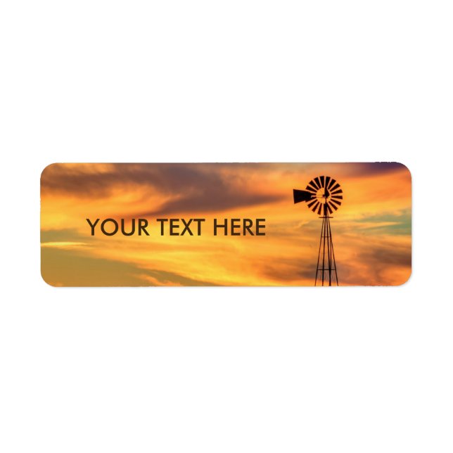 Windmill Silhouette at Sunset Labels (Front)