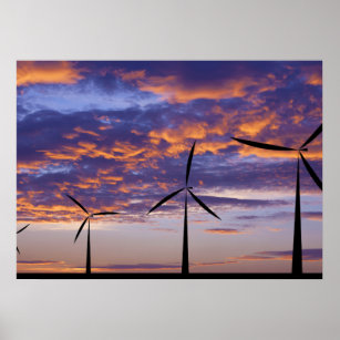Windmill Turbine at Sunset Poster