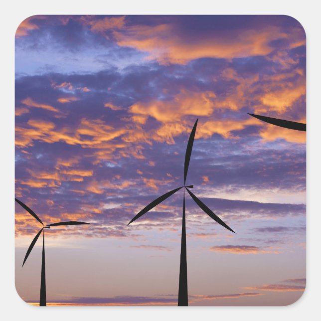 Windmill Turbine at Sunset Square Sticker (Front)