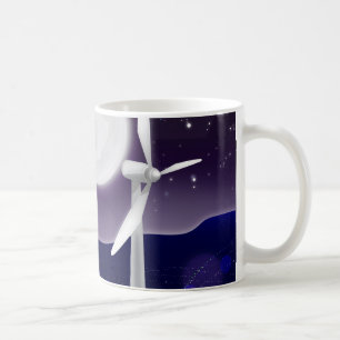 Windmill turbine City Lights at night Coffee Mug