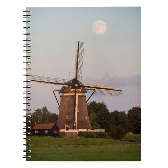 Windmill under a full moon notebook (Front)