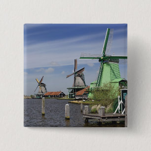 Windmill, Zaanse Schans, Holland, Netherlands 2 15 Cm Square Badge