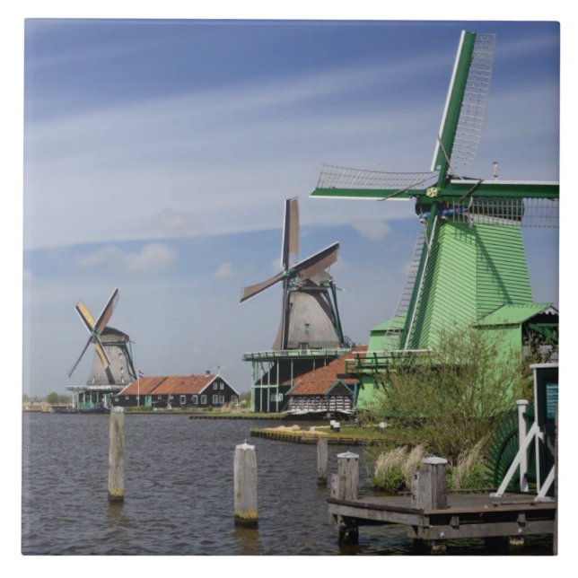 Windmill, Zaanse Schans, Holland, Netherlands 2 Ceramic Tile (Front)