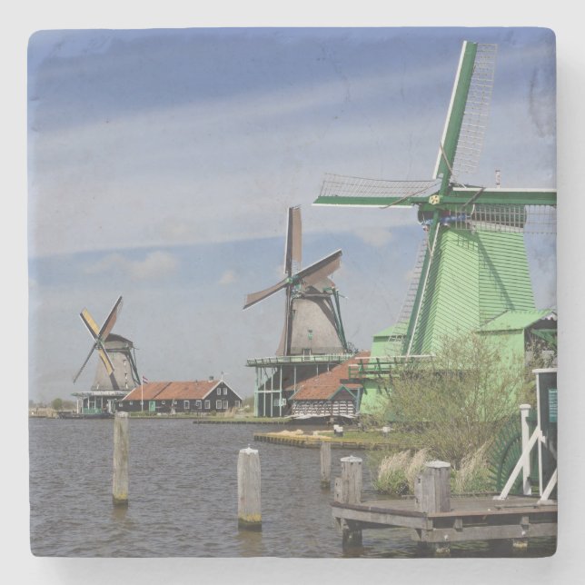Windmill, Zaanse Schans, Holland, Netherlands 2 Stone Coaster (Front)
