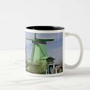 Windmill, Zaanse Schans, Holland, Netherlands 2 Two-Tone Coffee Mug