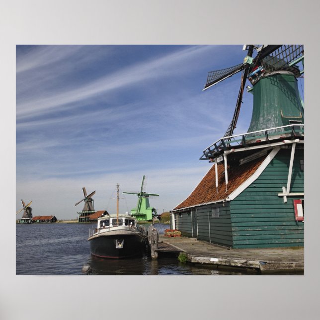 Windmill, Zaanse Schans, Holland, Netherlands Poster (Front)