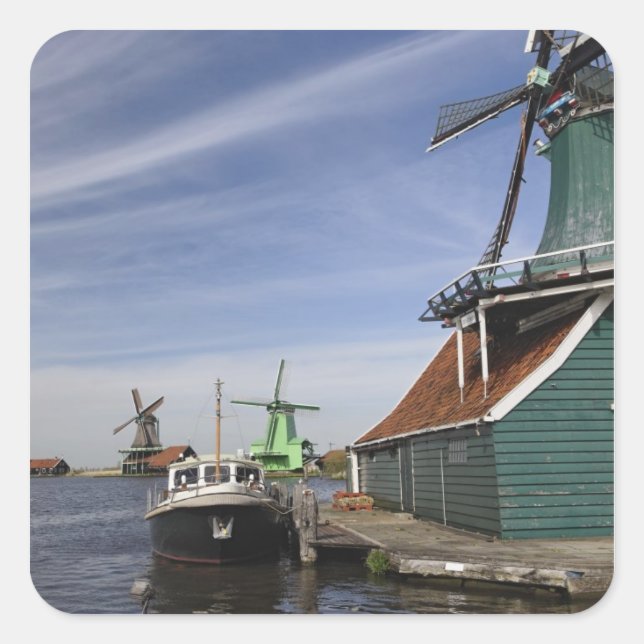Windmill, Zaanse Schans, Holland, Netherlands Square Sticker (Front)
