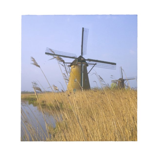 Windmills along the canal in Kinderdijk, 2 Notepad (Front)