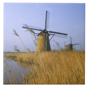 Windmills along the canal in Kinderdijk, 2 Tile