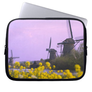 Windmills along the canal in Kinderdijk, Laptop Sleeve