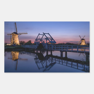 Windmills and a drawbridge rectangular sticker
