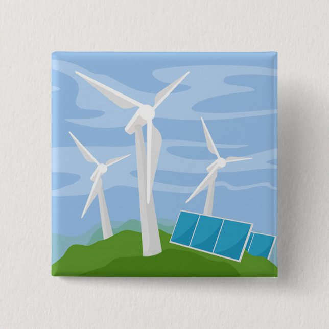 Windmills and Solar Cells 15 Cm Square Badge (Front)