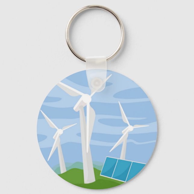 Windmills and Solar Cells Key Ring (Front)