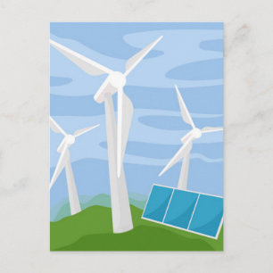 Windmills and Solar Cells Postcard