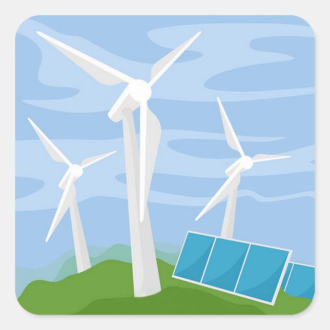 Windmills and Solar Cells Square Sticker (Front)