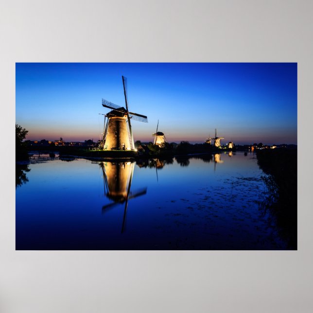 Windmills at Blue Hour poster print (Front)
