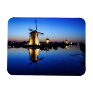 Windmills at Blue Hour rectangular magnet